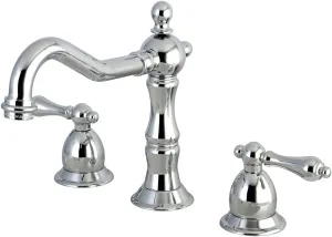 Kingston Brass KS1971AL Heritage Widespread Lavatory Faucet with Metal lever handle, Polished Chrome, 8-Inch Adjustable Center