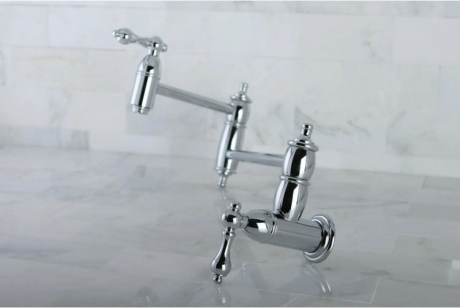 Kingston Brass KS3101AL Pot Filler, Metal Lever Handle, Polished Chrome,8-1/8-Inch Spout Height