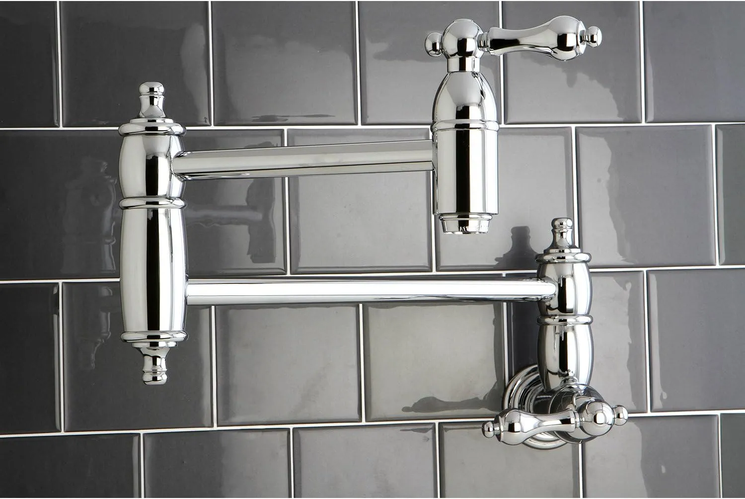 Kingston Brass KS3101AL Pot Filler, Metal Lever Handle, Polished Chrome,8-1/8-Inch Spout Height