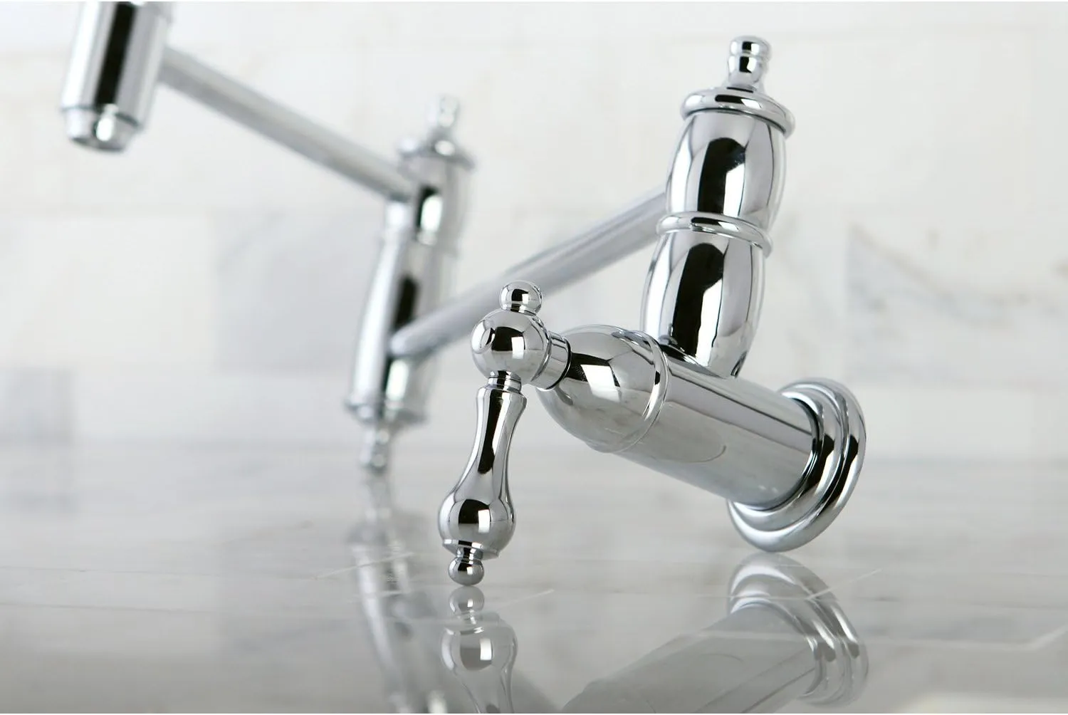 Kingston Brass KS3101AL Pot Filler, Metal Lever Handle, Polished Chrome,8-1/8-Inch Spout Height