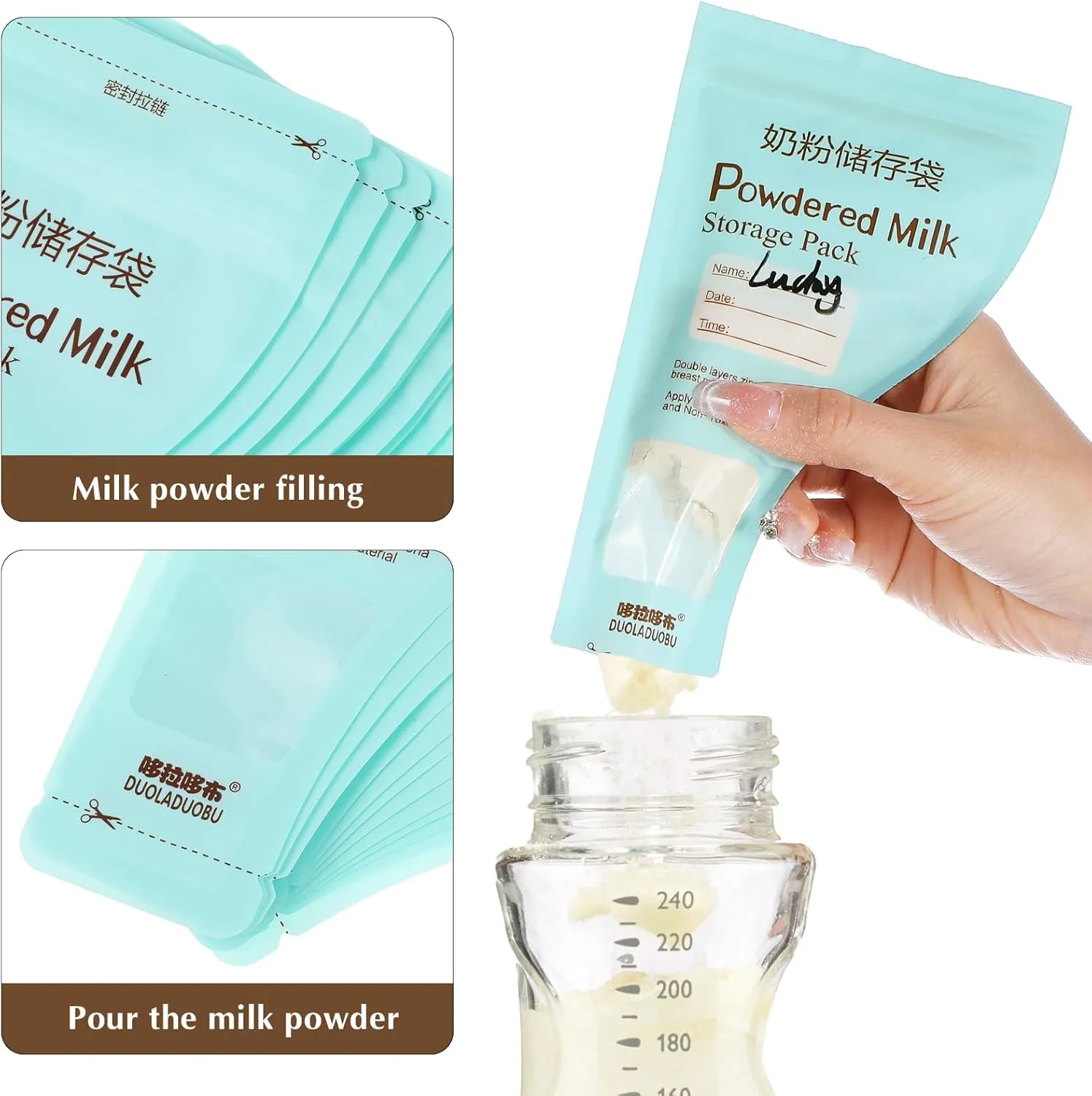 Kisangel 90pcs Milk Powder Storage Bags Powder Formula Bags Disposable Milk Formula Pouches Breastmilk Storage Bag for Feeding Milk Food Bag