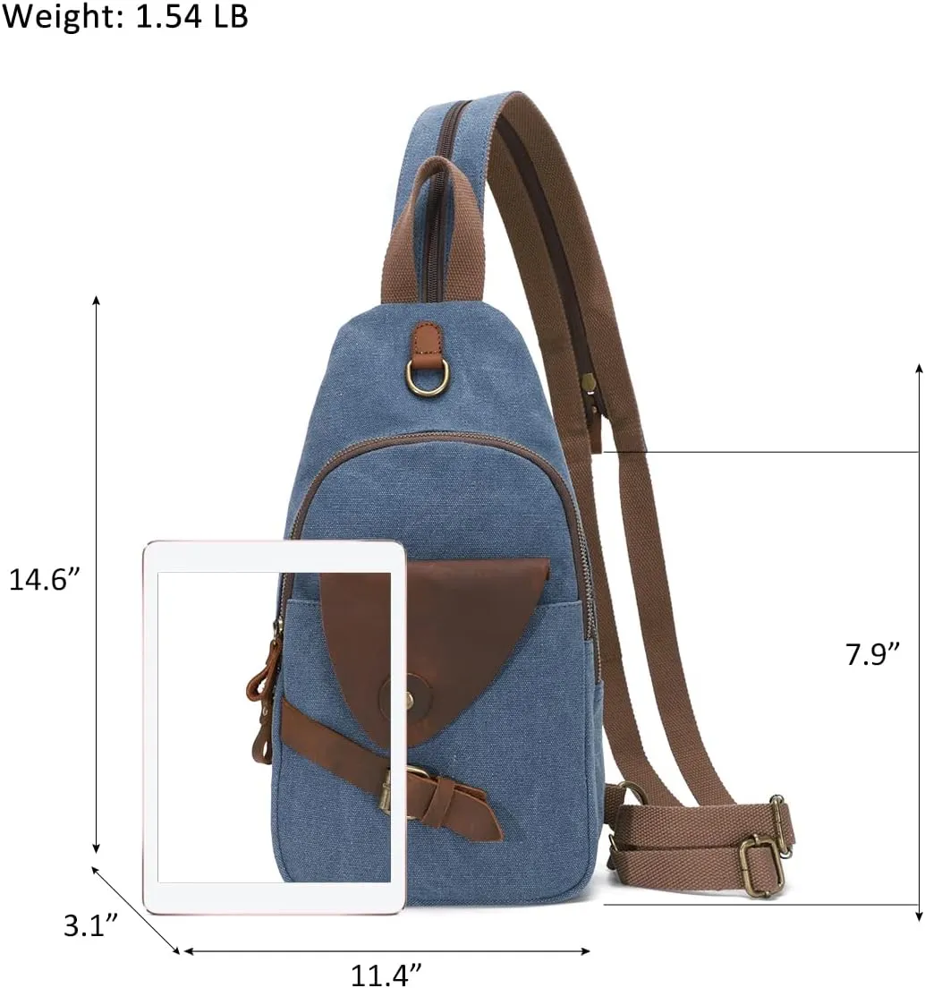 KL928 Canvas Sling Bag Crossbody Backpack Shoulder Casual Rucksack for Men Women