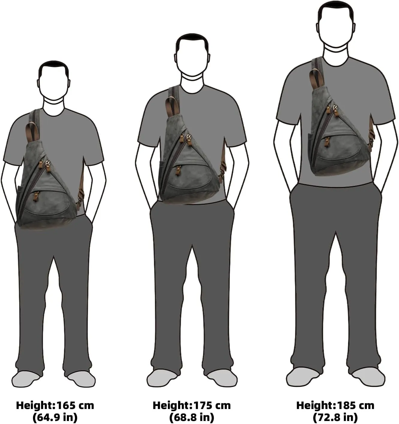 KL928 PU Leather Sling Bag - Small Crossbody Backpack Shoulder Casual Daypack Rucksack for Men Women