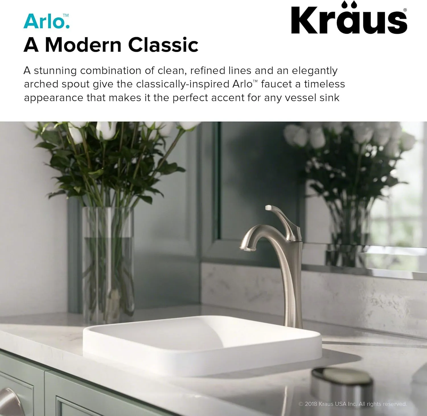 KRAUS KVF-1200MB Arlo Single Handle Vessel Bathroom Faucet with Pop Up Drain, Matte Black