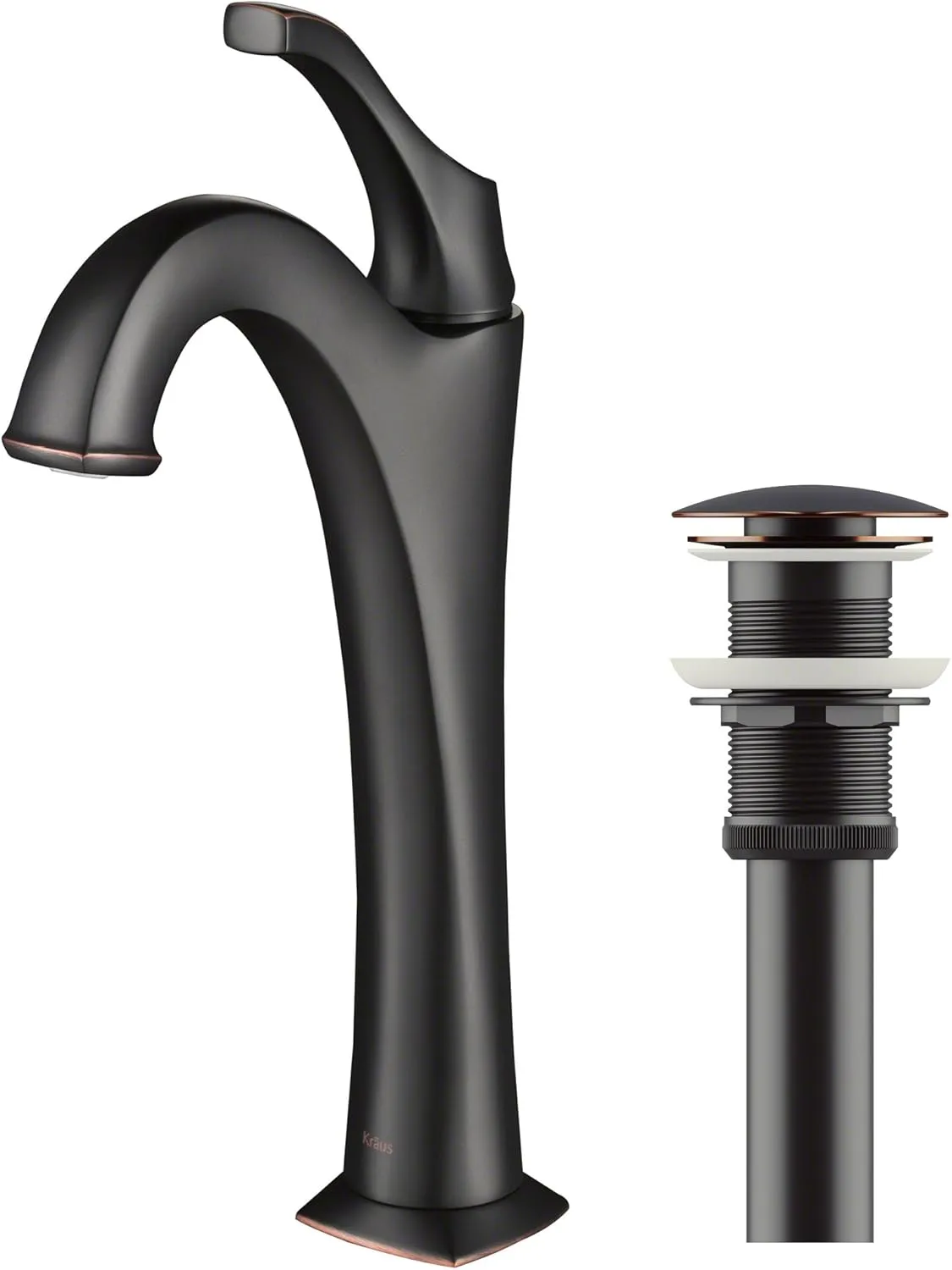 KRAUS KVF-1200ORB Arlo Single Handle Vessel Bathroom Faucet with Pop Up Drain, Oil Rubbed Bronze