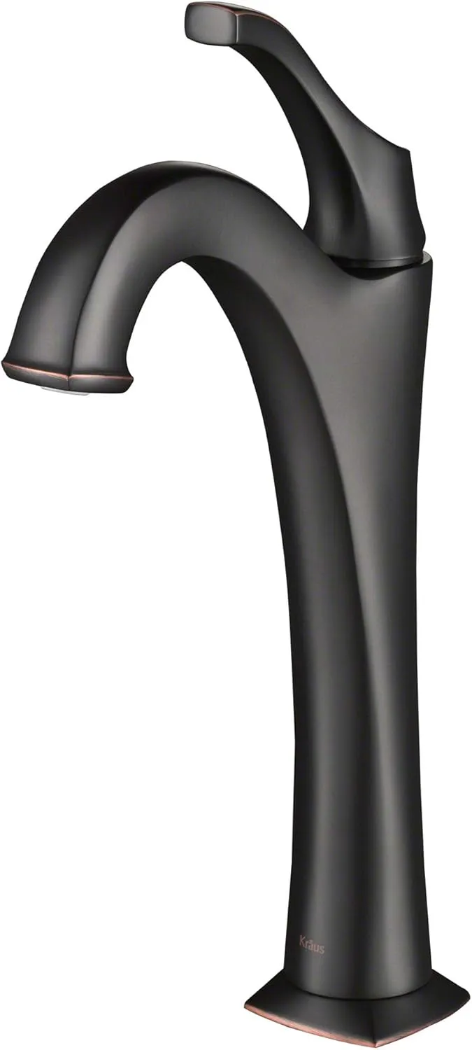KRAUS KVF-1200ORB Arlo Single Handle Vessel Bathroom Faucet with Pop Up Drain, Oil Rubbed Bronze