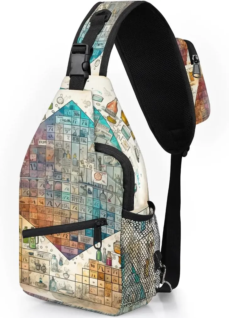 Laboratory Print Sling Bag for Women Men, Waterproof Crossbody Sling Backpack Travel Outdoor Sports Chest Bag