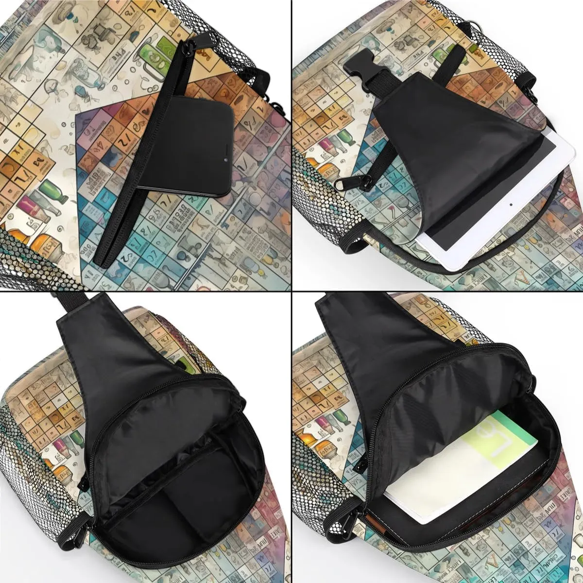 Laboratory Print Sling Bag for Women Men, Waterproof Crossbody Sling Backpack Travel Outdoor Sports Chest Bag
