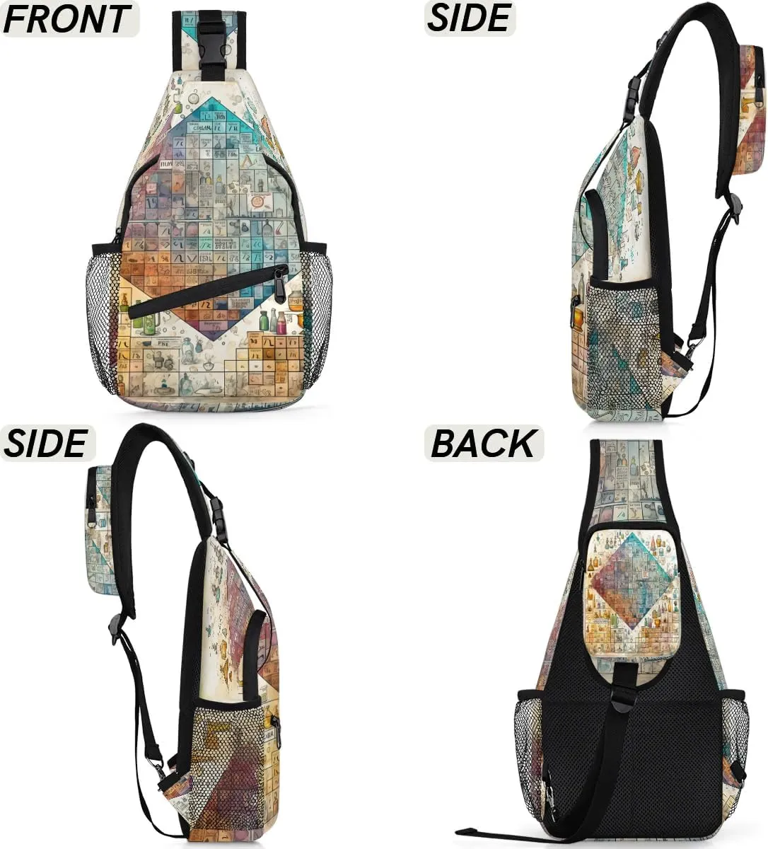 Laboratory Print Sling Bag for Women Men, Waterproof Crossbody Sling Backpack Travel Outdoor Sports Chest Bag