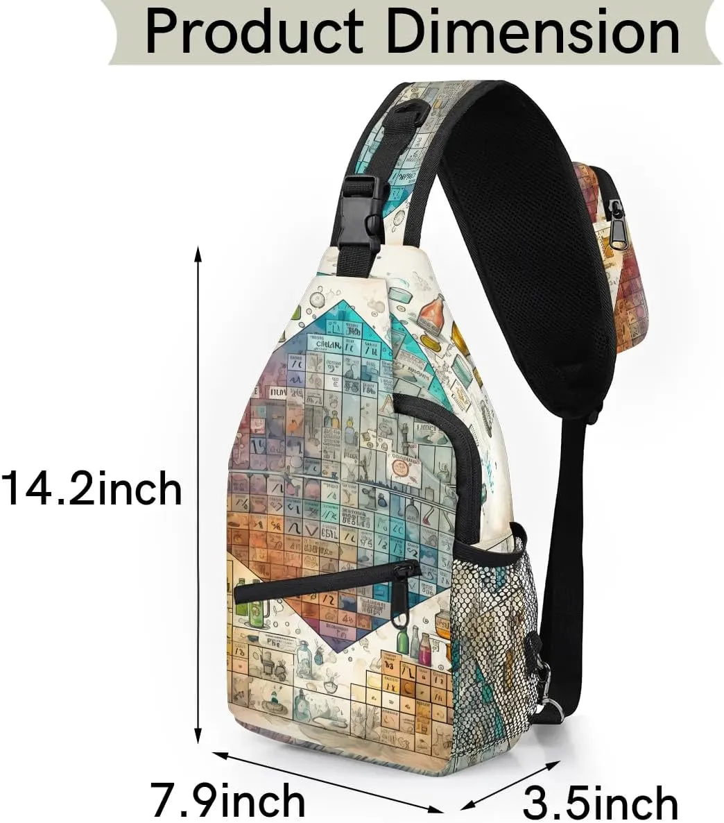 Laboratory Print Sling Bag for Women Men, Waterproof Crossbody Sling Backpack Travel Outdoor Sports Chest Bag