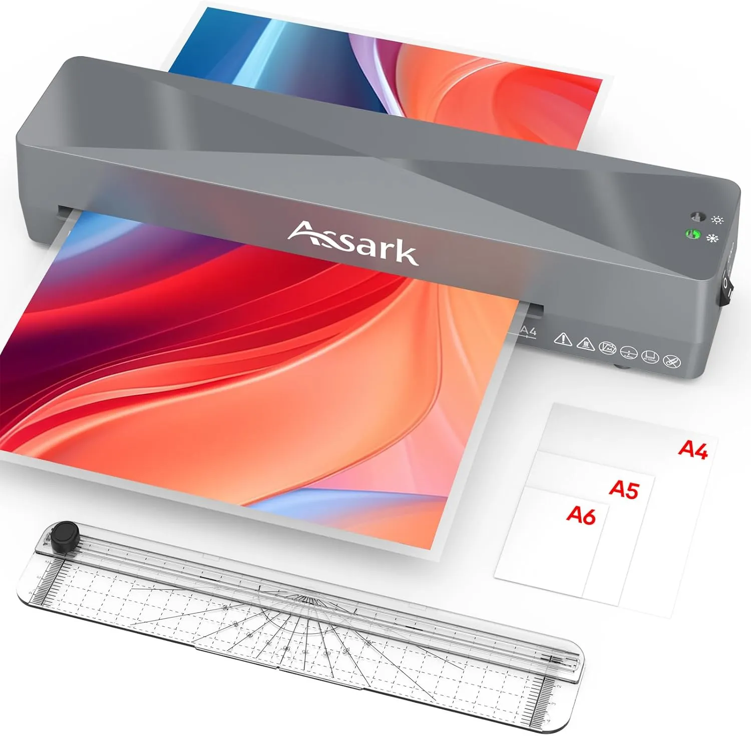 Laminator, 9 Inch A4 Thermal Laminator Machine with Laminating Sheets 9pcs & Paper Trimmer, 4 in 1 Hot & Cold Personal Lamination Kit for Home Office School Use, Fast Warm-Up & Quiet, Never Jam