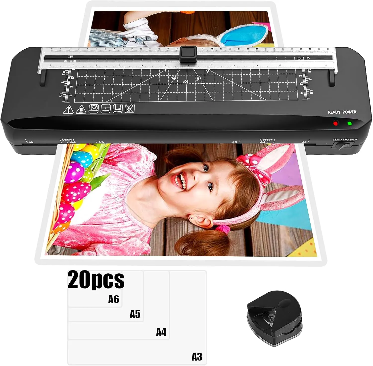 Laminator A3 Laminator Machine 70 Seconds Fast Warm-up,13 Inch Cold and Thermal Lamination with 20 Laminating Sheets, 5-in-1 Laminating Machine with Paper Trimmer for Home Office Use (LAM00004US)