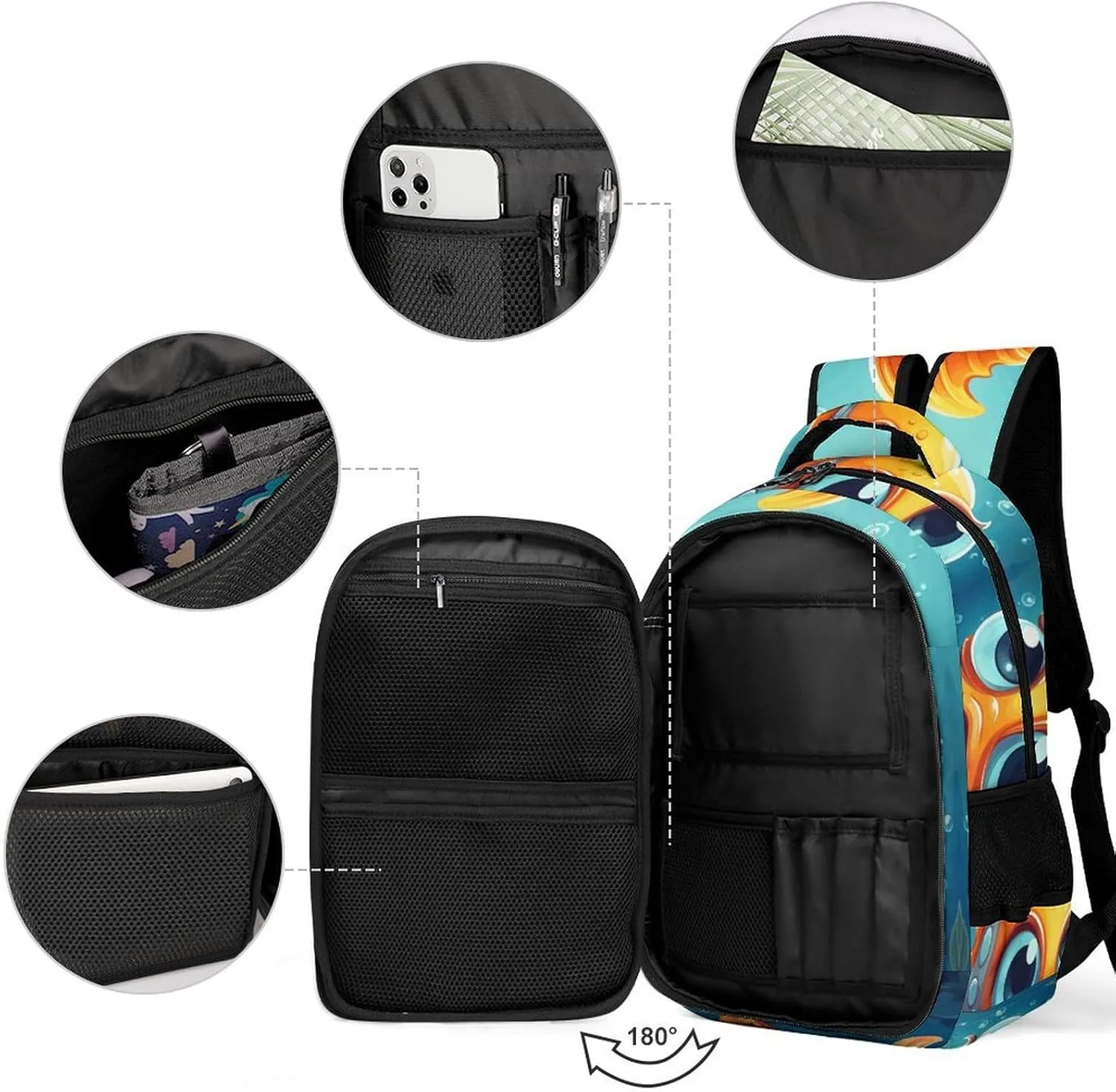 Laptop Backpack for Men Women Daypack Cartoon Little Fish Computer Bag Travel Backpacks Laptop Bag