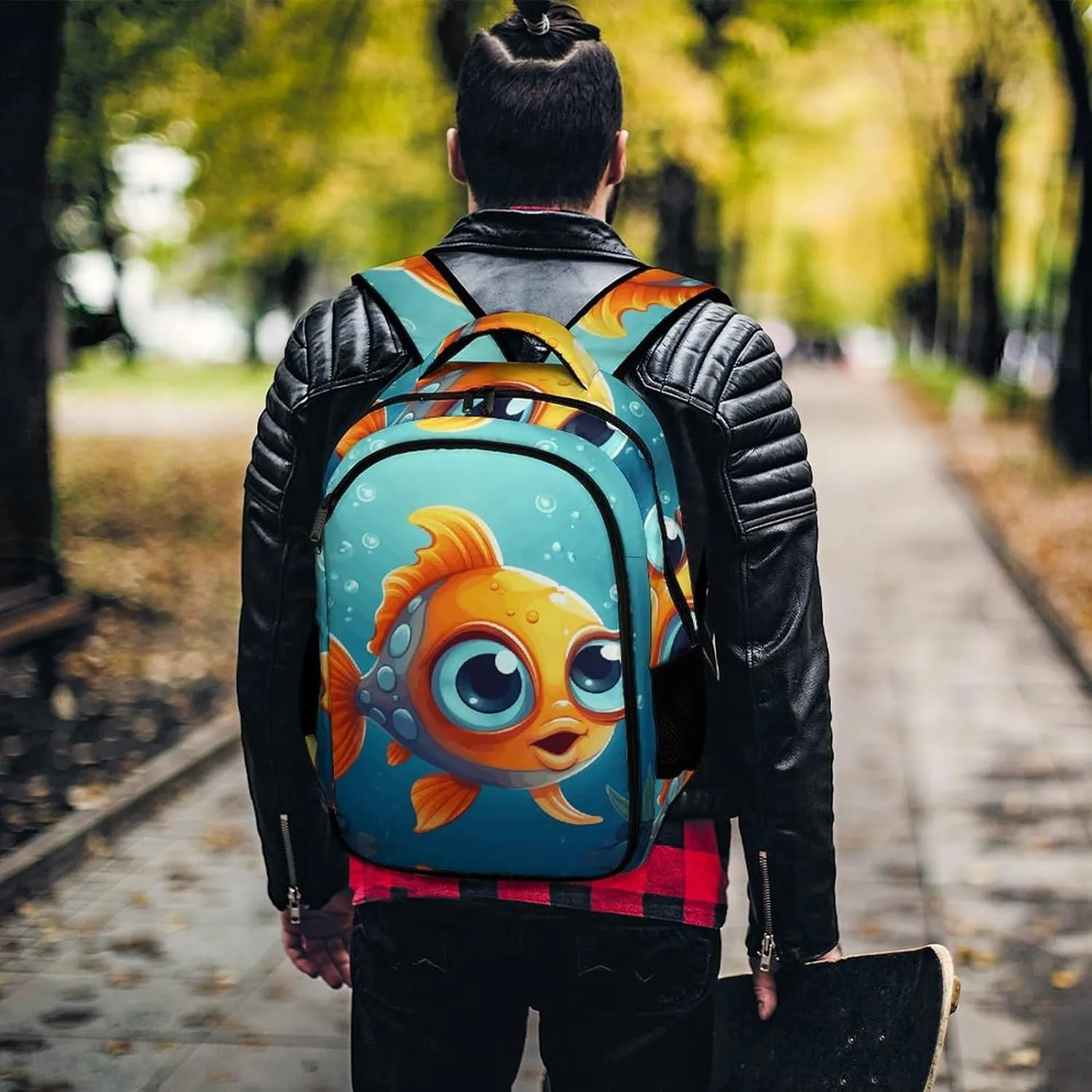 Laptop Backpack for Men Women Daypack Cartoon Little Fish Computer Bag Travel Backpacks Laptop Bag