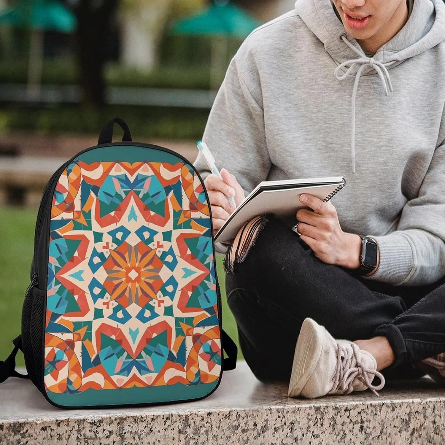 Laptop Backpack for Men Women Daypack Stars Eastern Pattern Computer Bag Travel Backpacks Laptop Bag