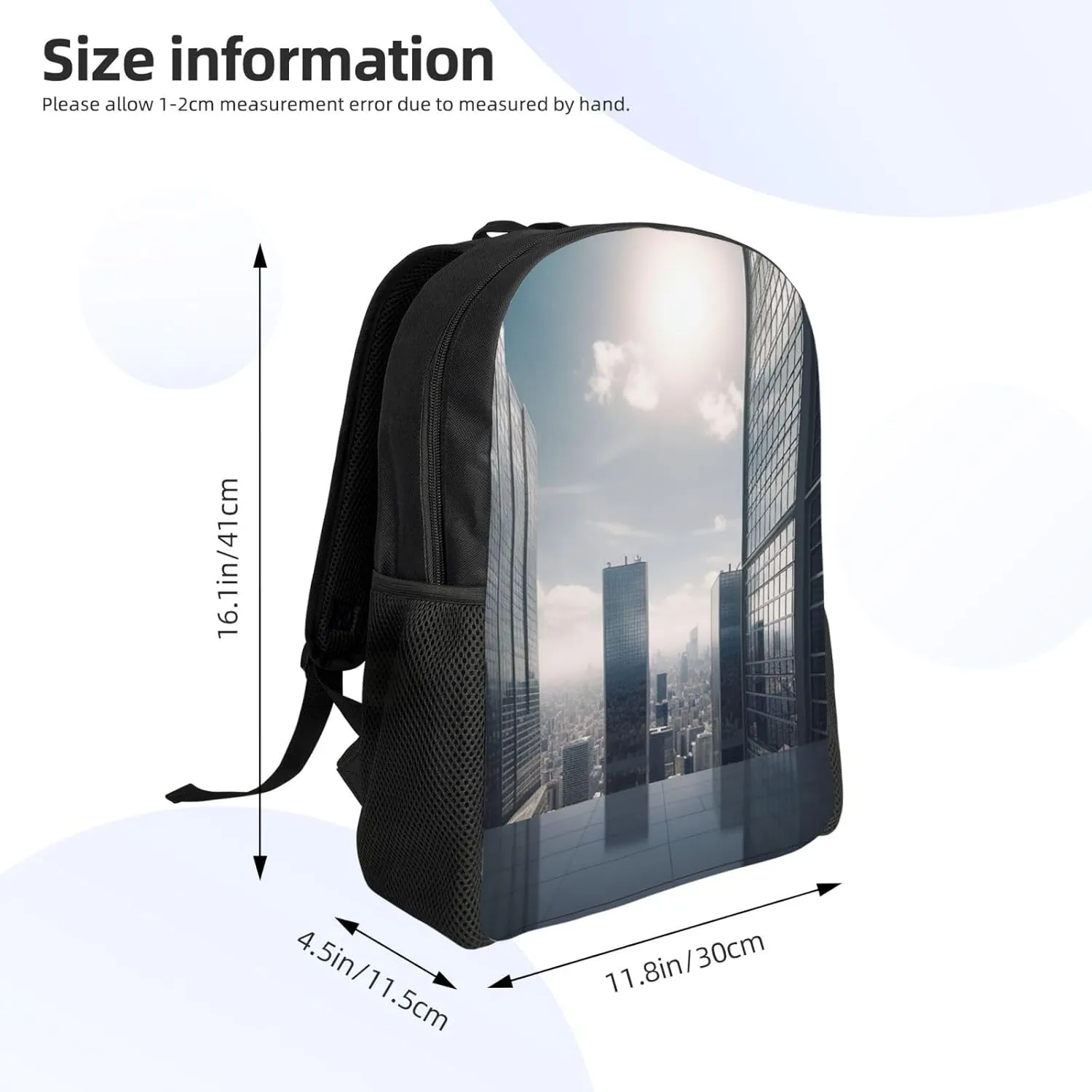 Laptop Backpack for Men Women Lightweight Backpack Skyscraper Buildings Rucksack Laptop Bag Daypack for Travel
