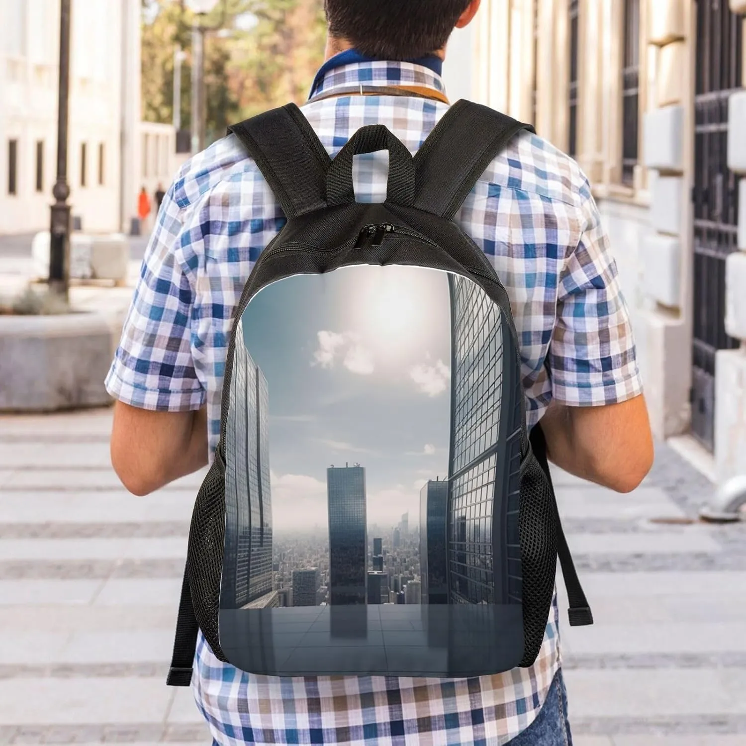 Laptop Backpack for Men Women Lightweight Backpack Skyscraper Buildings Rucksack Laptop Bag Daypack for Travel