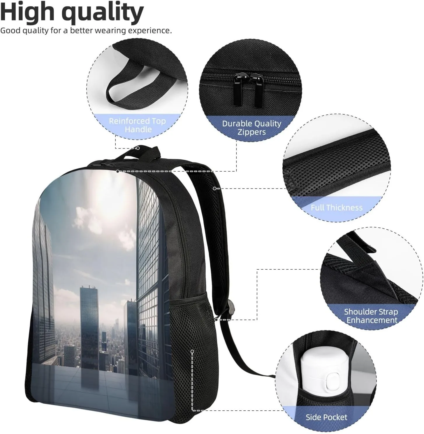Laptop Backpack for Men Women Lightweight Backpack Skyscraper Buildings Rucksack Laptop Bag Daypack for Travel