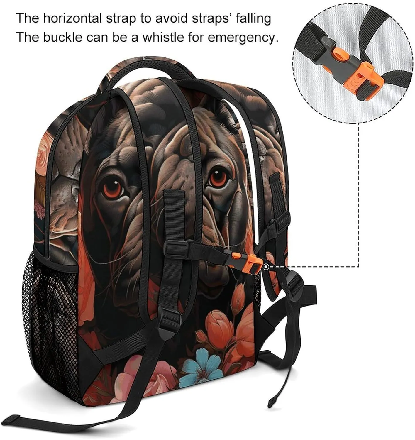 Laptop Backpack for Men Women Lightweight Daypack with Compartment Rucksack Bulldog And Flowers Laptop Bag