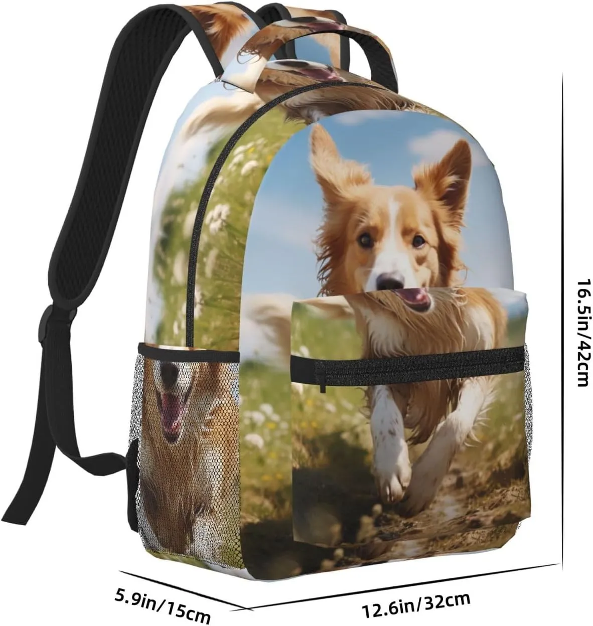 Laptop Backpack for Men Women Lightweight Travel Backpack Dog running Daypack Laptop Bag for Travel