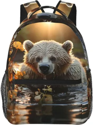 Laptop Backpack for Men Women Lightweight Travel Daypack Bear crossing the river Backpack Rucksack for Work