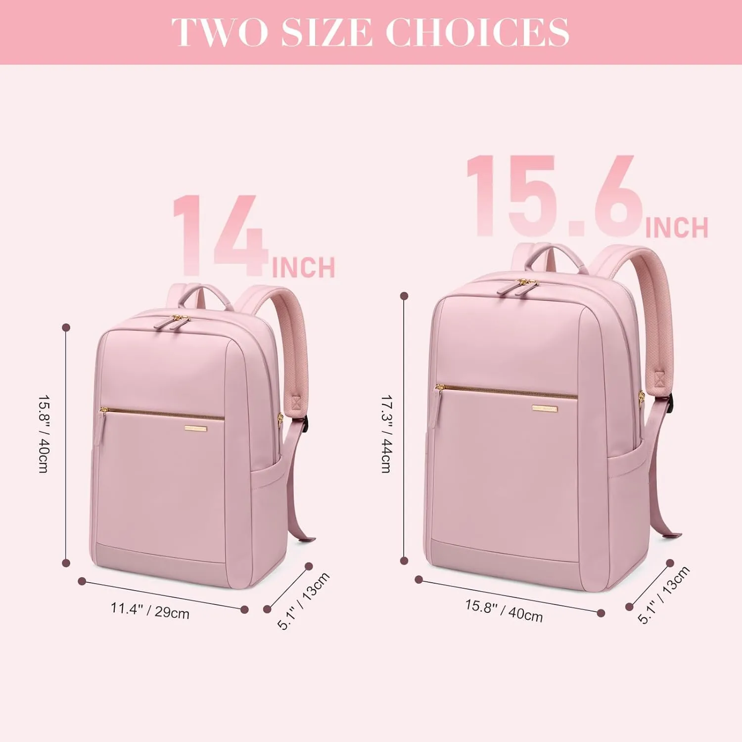 Laptop Backpack for Women - Business Travel Anti Theft Laptop Bag Backpack Water Resistant College Computer Backpacks for Men Women Fits 14Inch Notebook (Pink)