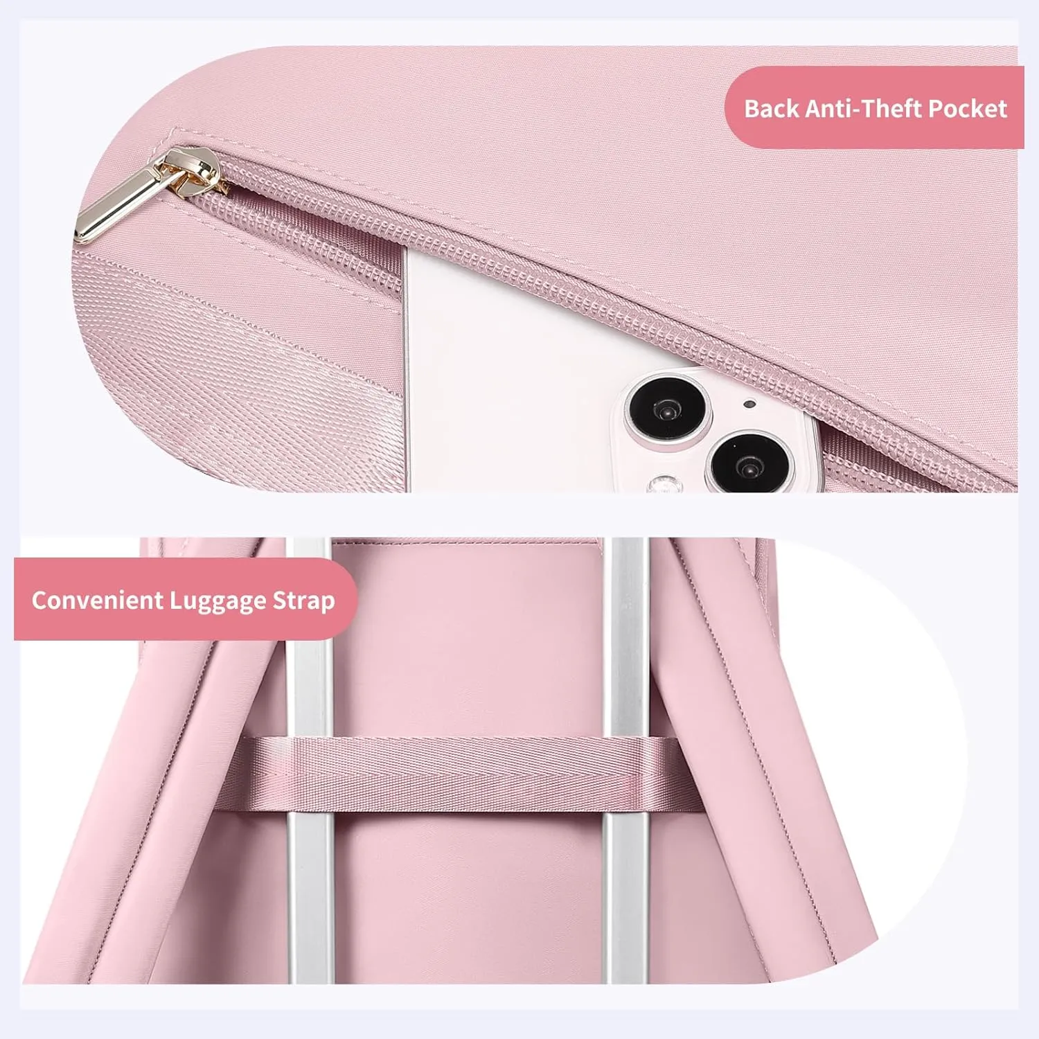 Laptop Backpack for Women - Business Travel Anti Theft Laptop Bag Backpack Water Resistant College Computer Backpacks for Men Women Fits 14Inch Notebook (Pink)