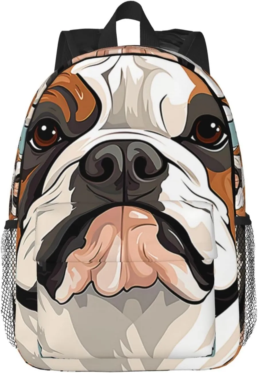 Laptop Backpack Lightweight Backpack for Men Women Daypack English Bulldog Faces Laptop Bag Casual Backpack for Travel