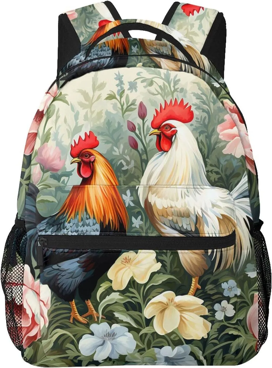 Laptop Backpack Lightweight Daypack for Men Women Spiral and curve patterns Backpack Laptop Bag for Travel Hiking, Rooster, One Size