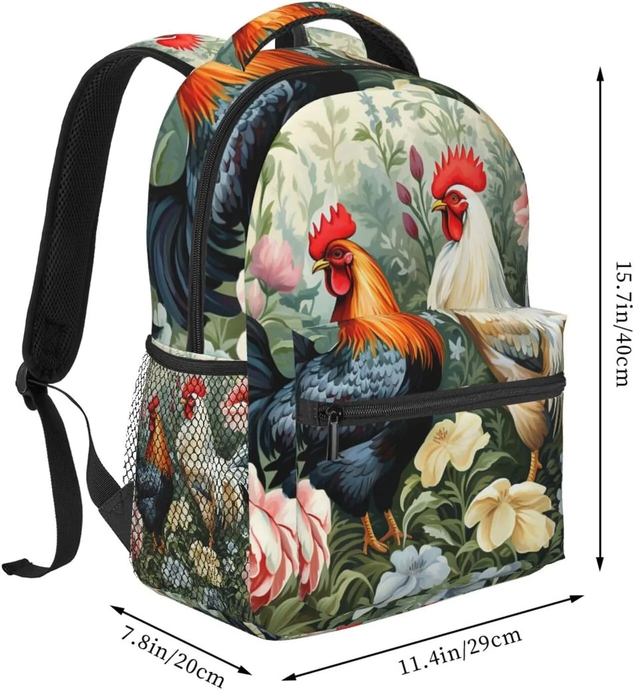 Laptop Backpack Lightweight Daypack for Men Women Spiral and curve patterns Backpack Laptop Bag for Travel Hiking, Rooster, One Size