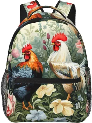 Laptop Backpack Lightweight Daypack for Men Women Spiral and curve patterns Backpack Laptop Bag for Travel Hiking, Rooster, One Size