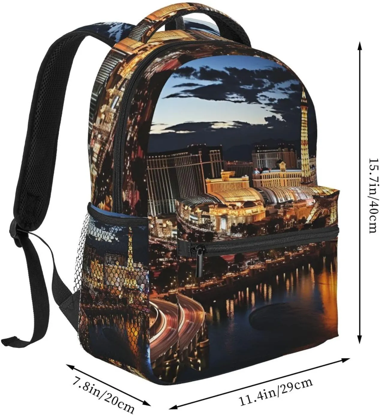 Las Vegas night view Backpack Lightweight Laptop Backpack Travel Rucksack for Men Women Canvas Daypack