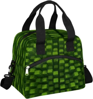 Lawn Grass Block Insulated Lunch Bag for Women, Reusable Lunch Box with Adjustable Shoulder Strap Leakproof Adults Lunch Tote Bags for Work Travel Picnic Camping