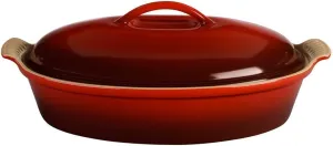 Le Creuset Stoneware Heritage Covered Oval Casserole, 4 qt. (14"), Cerise