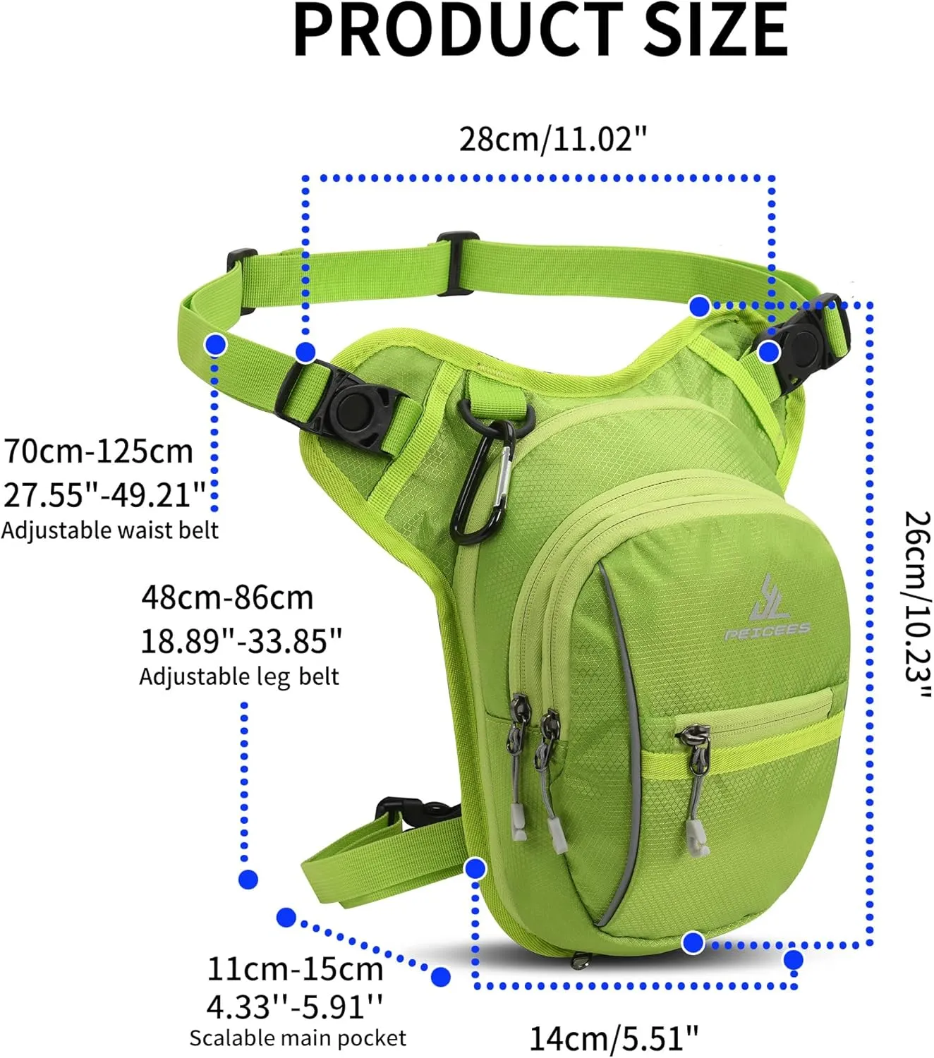 Leg Bag for Men Fanny Packs Women Men Outdoor Thigh Bags Motorcycle Ride Crossbody Backpack, Green