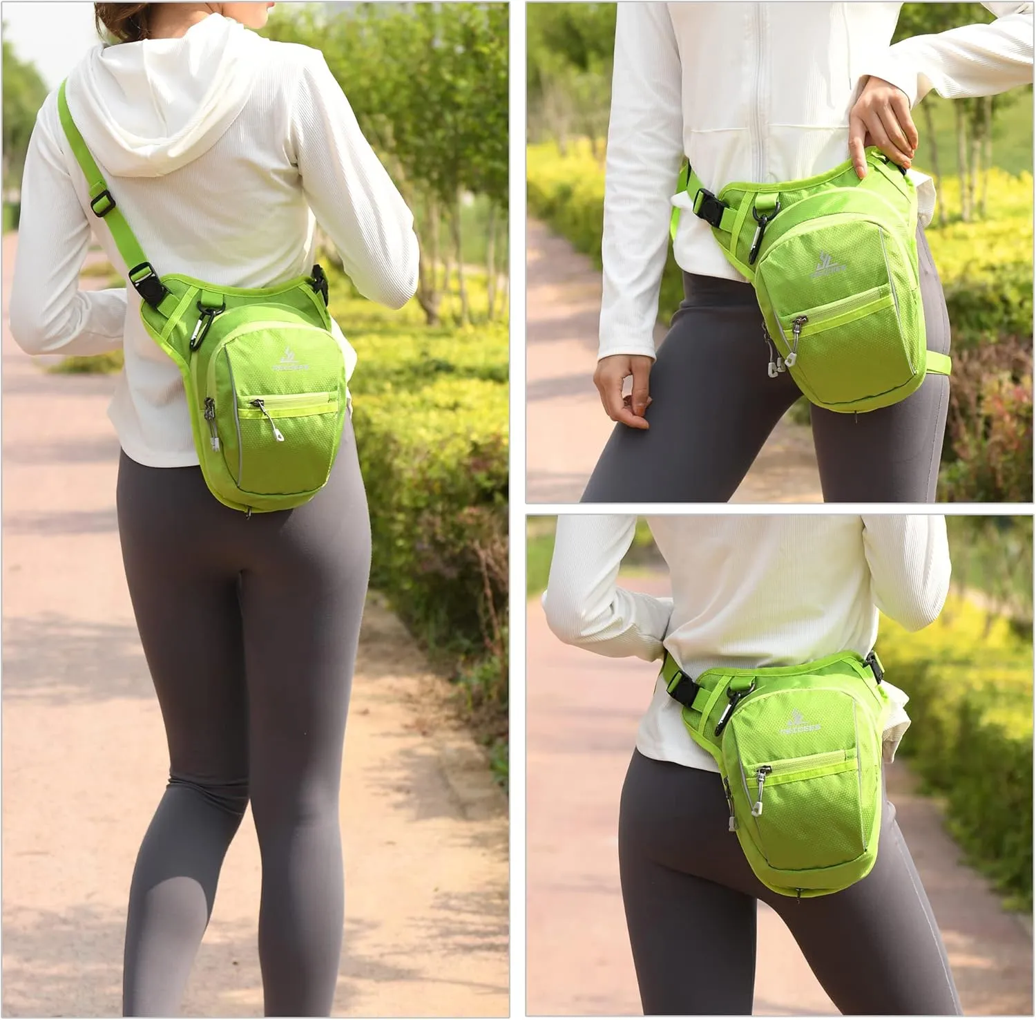 Leg Bag for Men Fanny Packs Women Men Outdoor Thigh Bags Motorcycle Ride Crossbody Backpack, Green