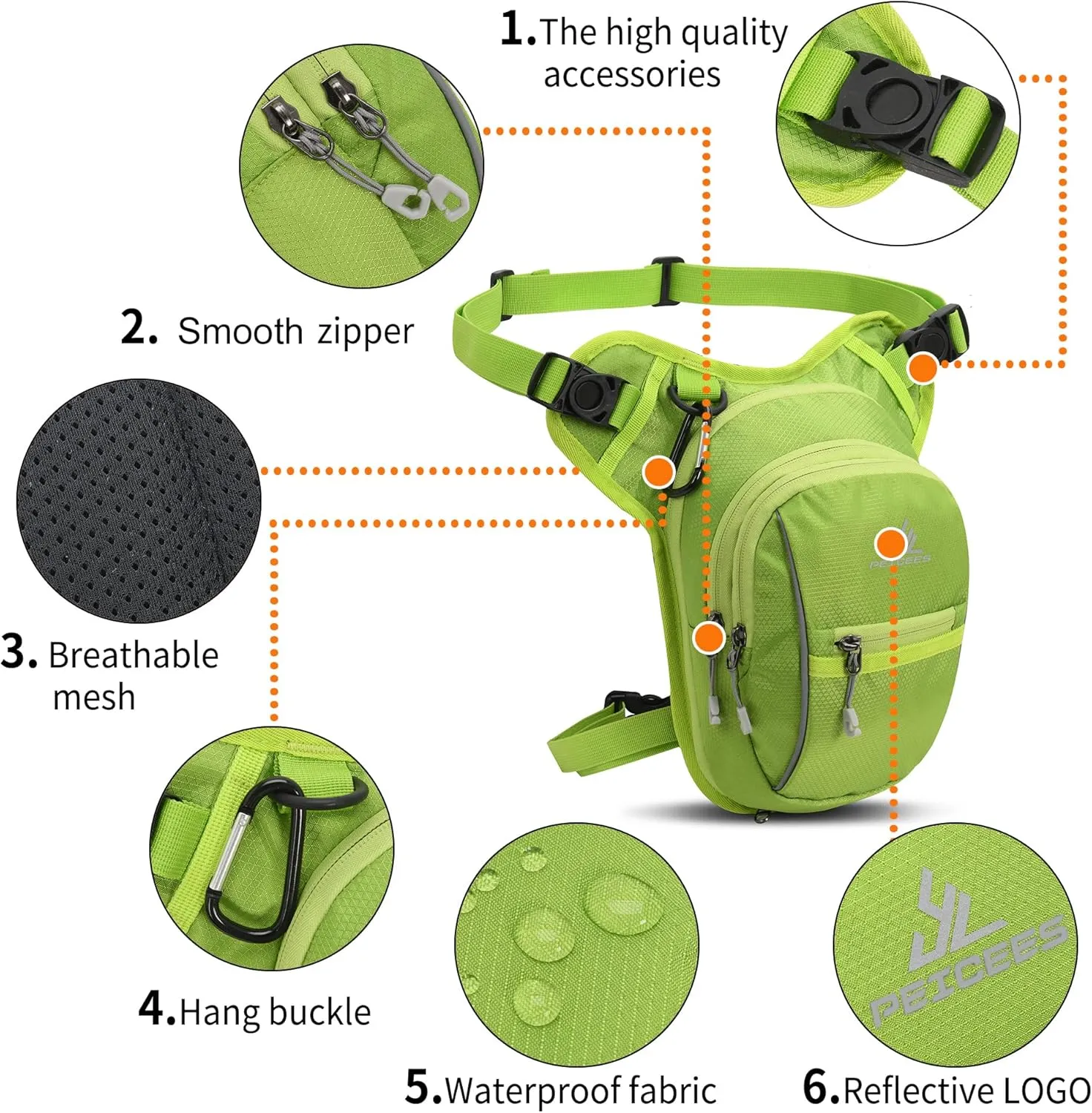 Leg Bag for Men Fanny Packs Women Men Outdoor Thigh Bags Motorcycle Ride Crossbody Backpack, Green