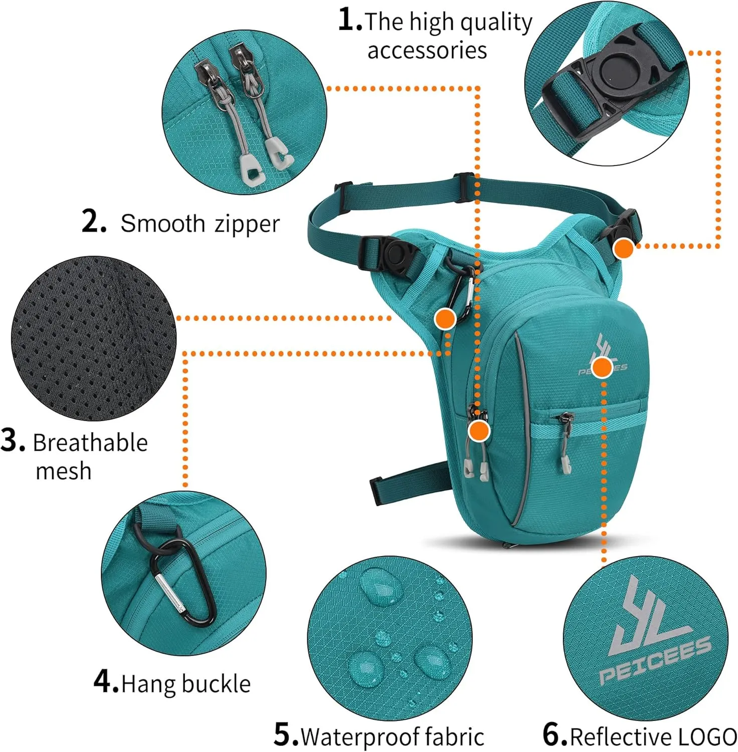 Leg Bag for Men Fanny Packs Women Men Outdoor Thigh Bags Motorcycle Ride Crossbody Backpack, Lake Blue