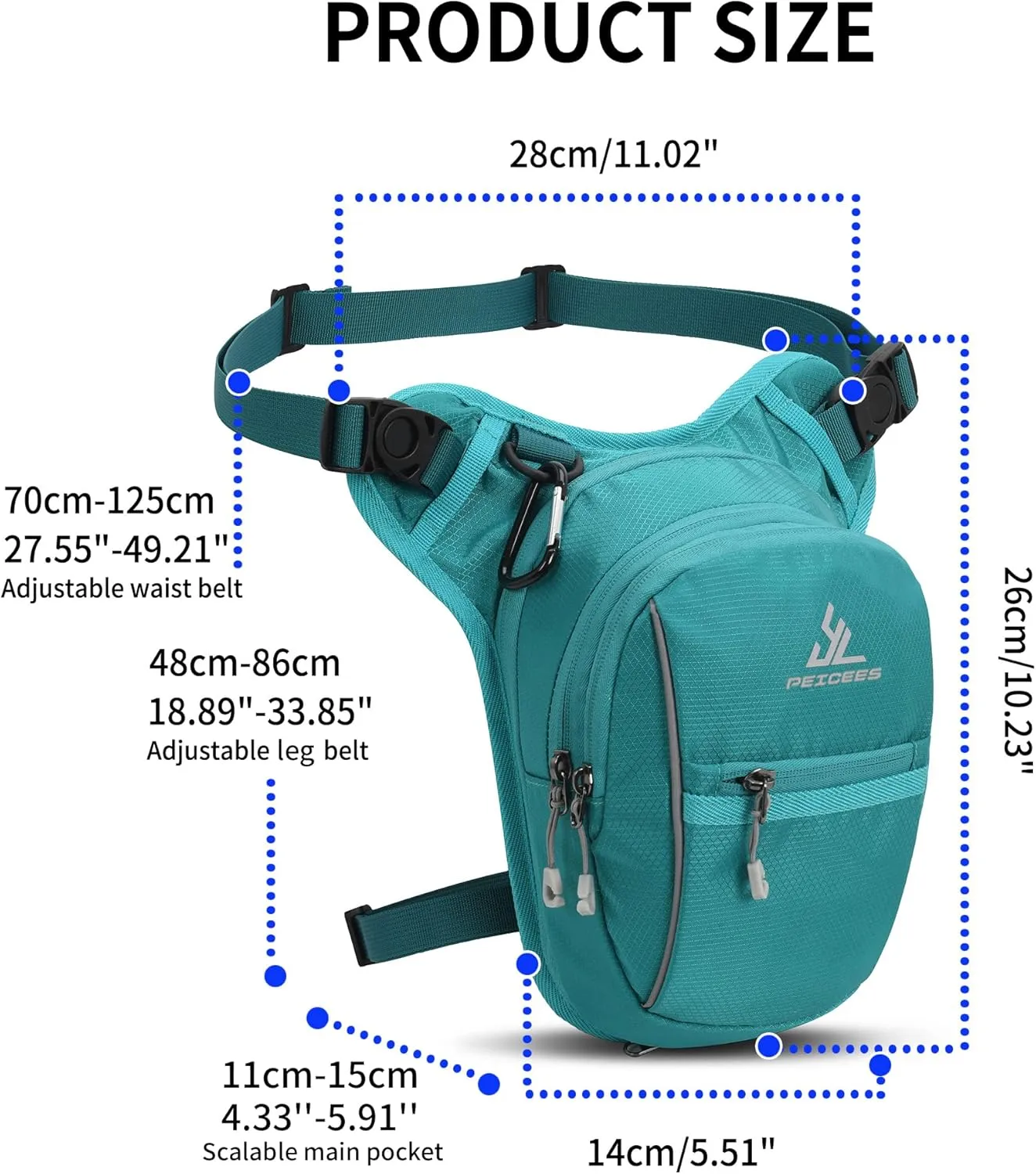 Leg Bag for Men Fanny Packs Women Men Outdoor Thigh Bags Motorcycle Ride Crossbody Backpack, Lake Blue