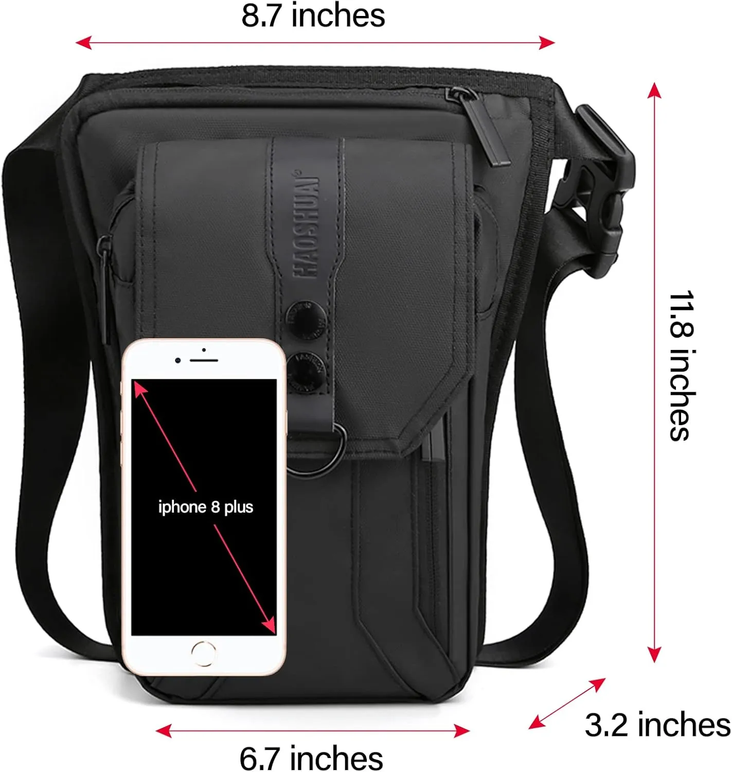 Leg Bag for Men Fanny Packs Women Men’s Outdoor Thigh Bags Motorcycle Ride Crossbody Backpack Shoulder Sling Pack Camping Hiking Cycling Riding, AA Black