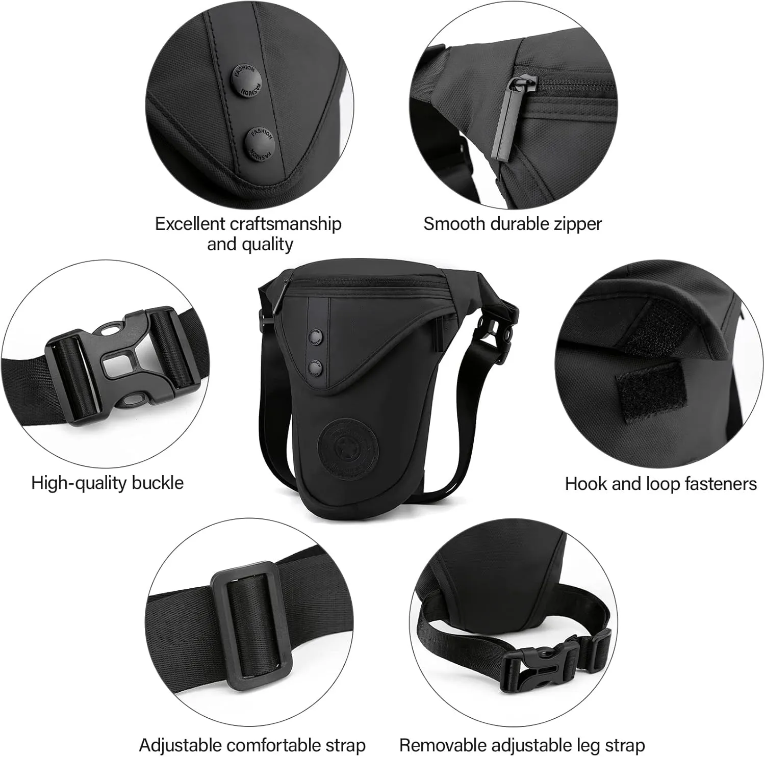 Leg Bag for Men Fanny Packs Women Men’s Outdoor Thigh Bags Motorcycle Ride Crossbody Backpack Shoulder Sling Pack Camping Hiking Cycling Riding, C Black