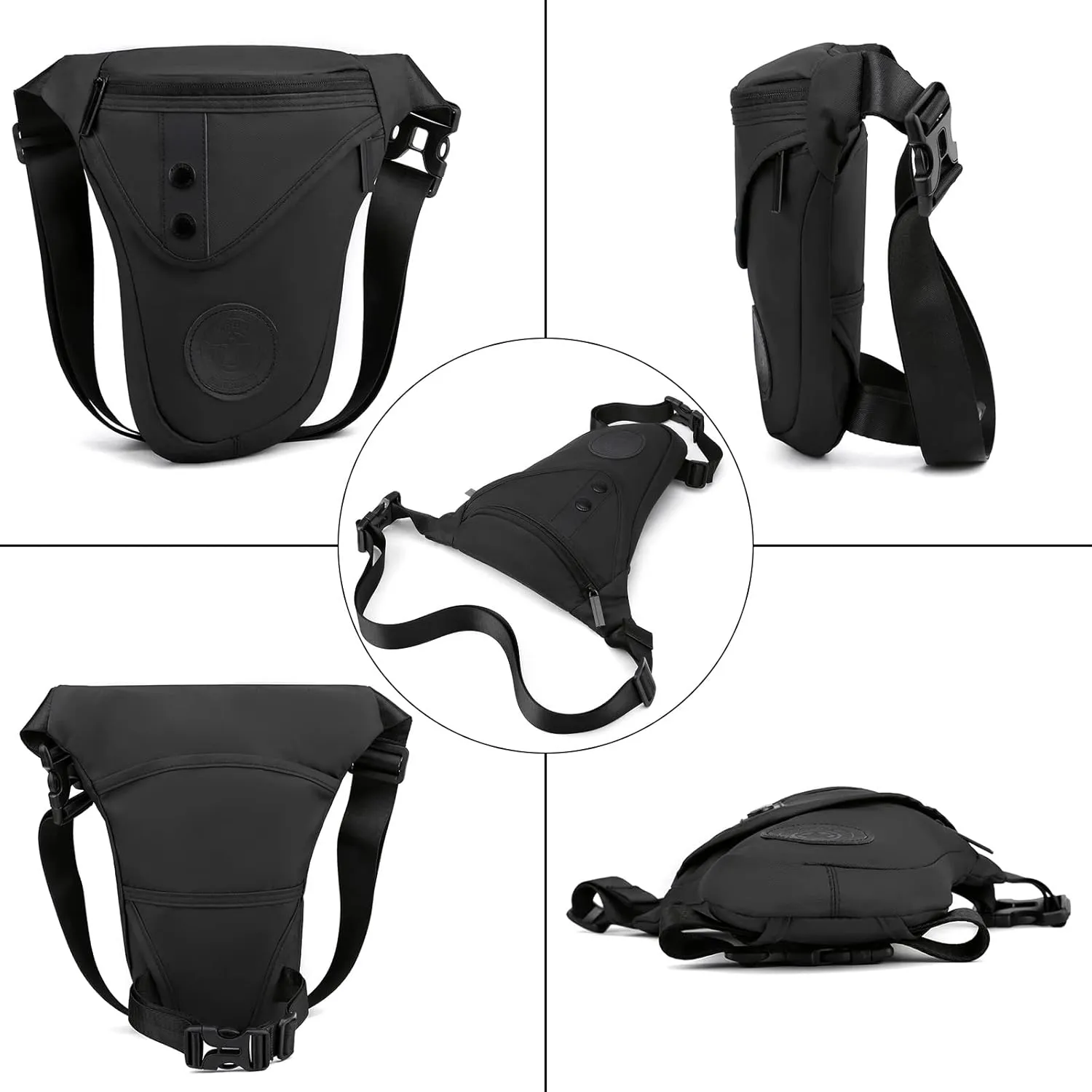 Leg Bag for Men Fanny Packs Women Men’s Outdoor Thigh Bags Motorcycle Ride Crossbody Backpack Shoulder Sling Pack Camping Hiking Cycling Riding, C Black