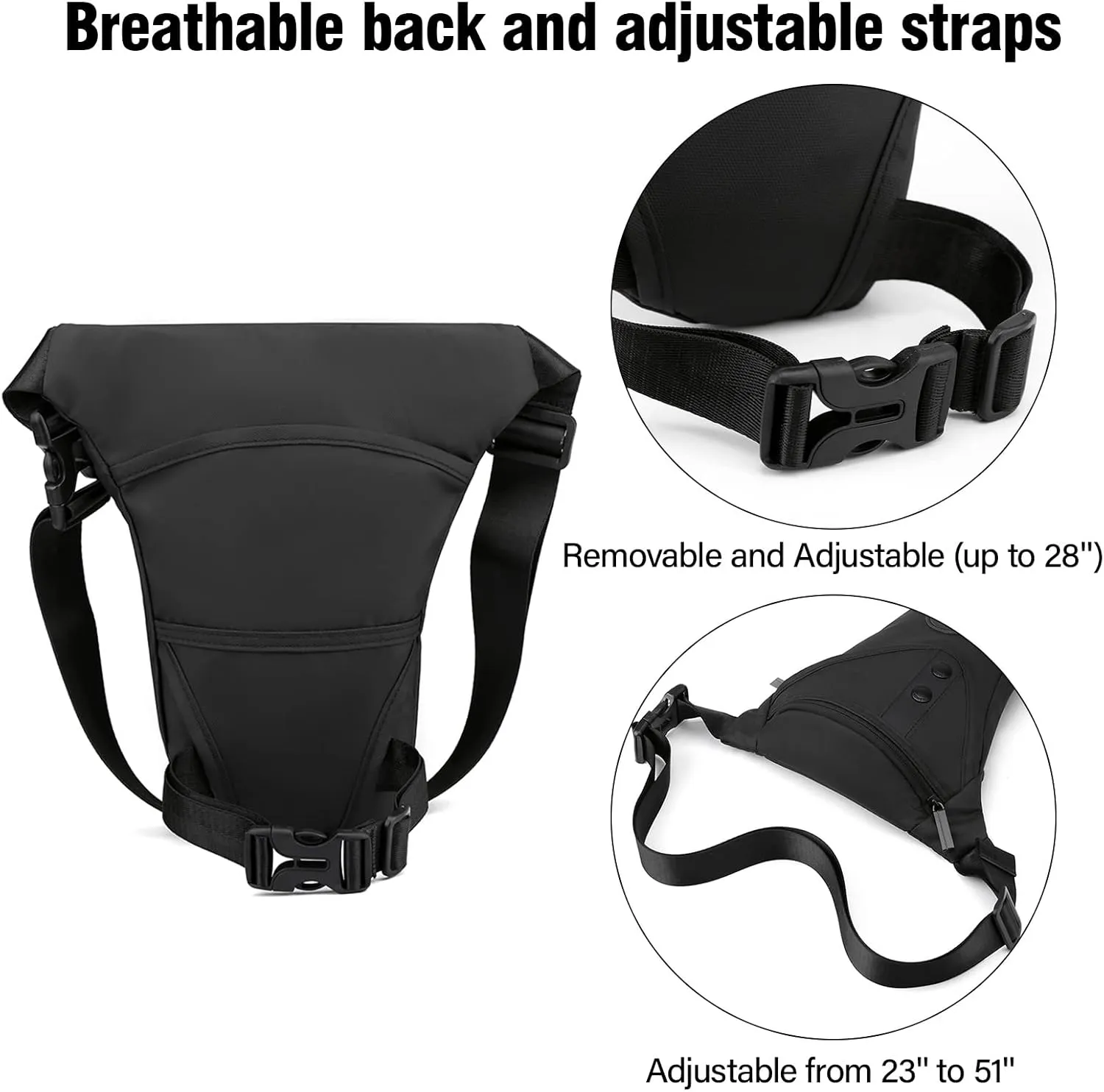 Leg Bag for Men Fanny Packs Women Men’s Outdoor Thigh Bags Motorcycle Ride Crossbody Backpack Shoulder Sling Pack Camping Hiking Cycling Riding, C Black