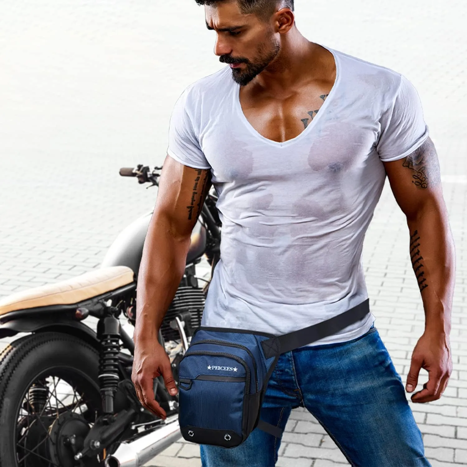 Leg Bag for Men Fanny Packs Women Men’s Outdoor Thigh Bags Motorcycle Ride Crossbody Backpack Shoulder Sling Pack Camping Hiking Cycling Riding, Y-Army Green
