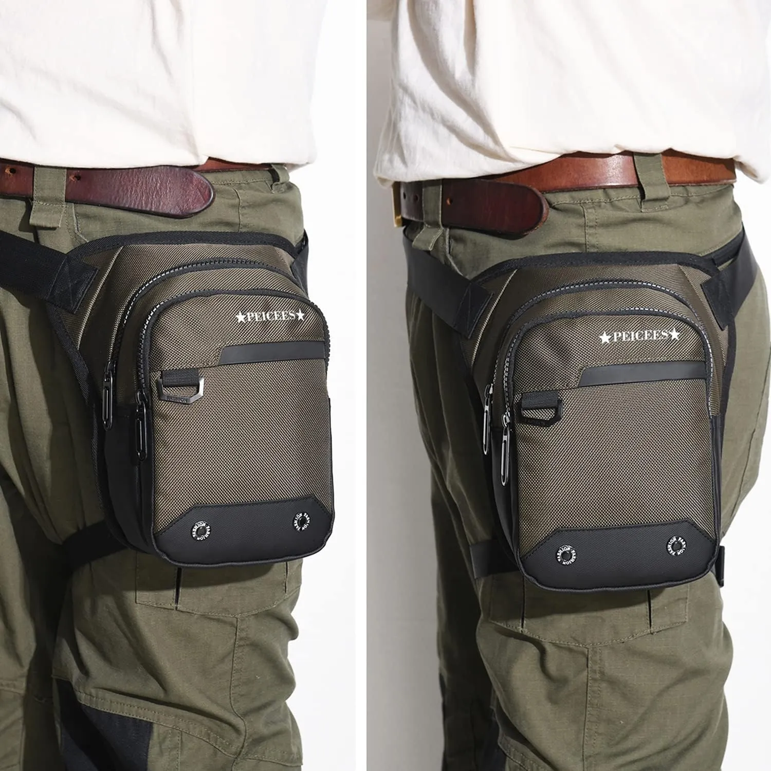 Leg Bag for Men Fanny Packs Women Men’s Outdoor Thigh Bags Motorcycle Ride Crossbody Backpack Shoulder Sling Pack Camping Hiking Cycling Riding, Y-Army Green