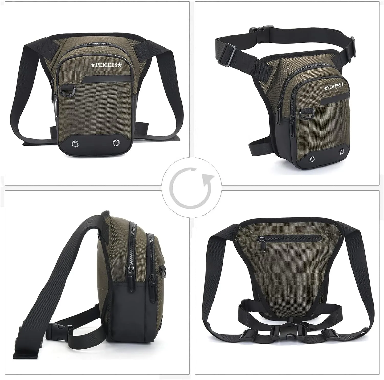 Leg Bag for Men Fanny Packs Women Men’s Outdoor Thigh Bags Motorcycle Ride Crossbody Backpack Shoulder Sling Pack Camping Hiking Cycling Riding, Y-Army Green
