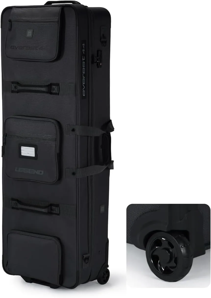 LEGEND Everest Hybrid Roller Lockable Compound Bow Case - Metal Structure, Foam Padding, Tricot Lining, Fastening Straps, Cam Protector, Front Pockets, Removable Wheels - Airline-Endorsed Archery Case