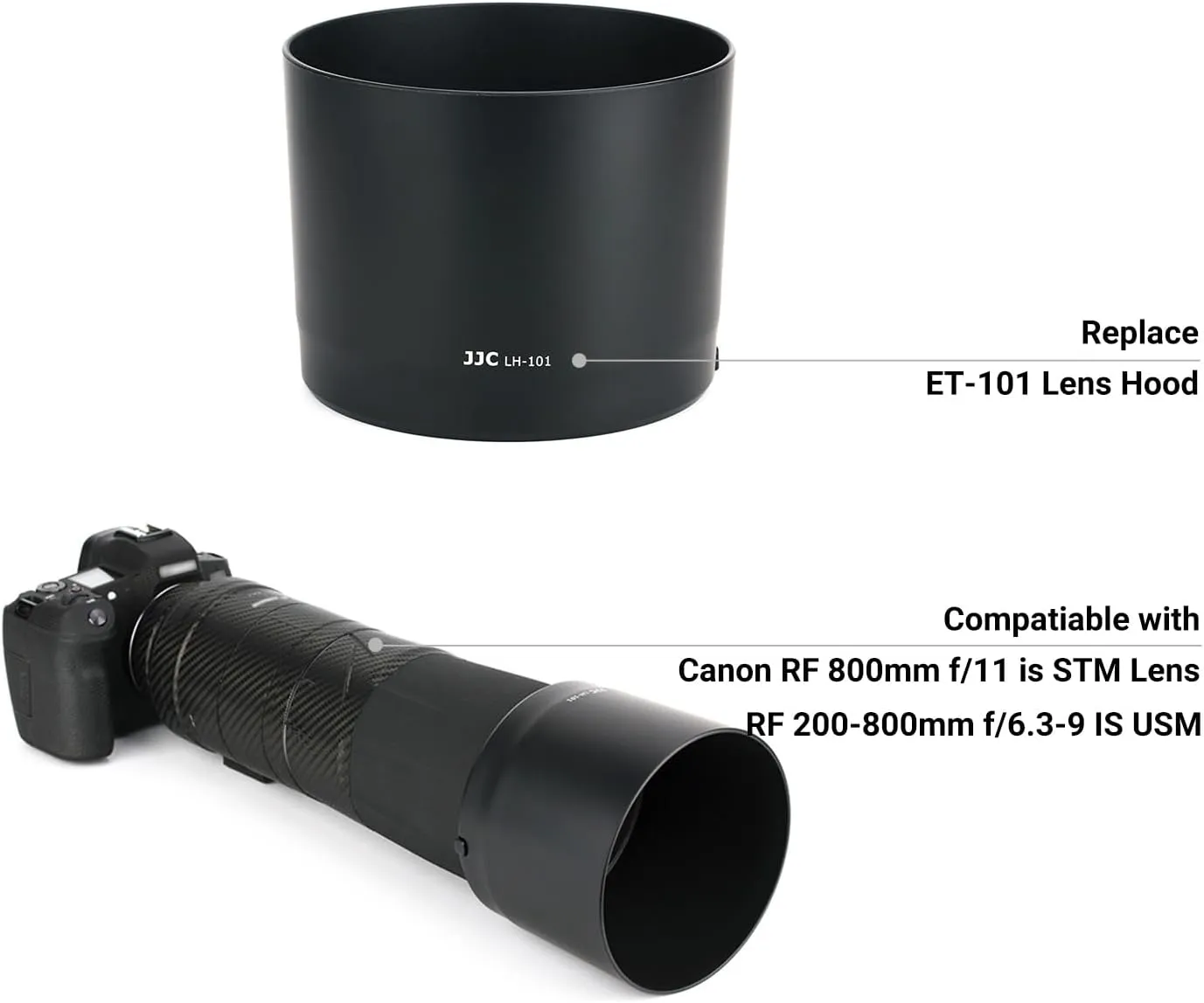 Lens Hood for Canon RF 800mm f/11 is STM, RF 200-800mm f/6.3-9 is USM Lens on EOS R6 R5 RP R Ra Camera,Reversible Lens Shade Replace Canon ET-101 Hood, Compatible with 95mm Filters and 95mm Lens Cap