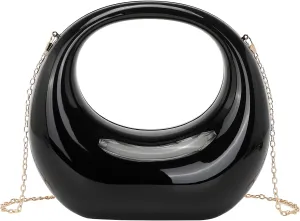LETODE Acrylic Clutch Purses for Women Evening Handbag Top-handle Moon Hobo Bag