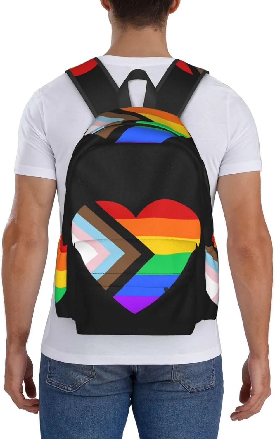 Lgbt Pride Rainbow Gay Allyship Heart Laptop Backpack Shoulder Bag Laptop Pack Travel Backpacks Commuter Back Pack Casual Daypack Bags With Side Pockets